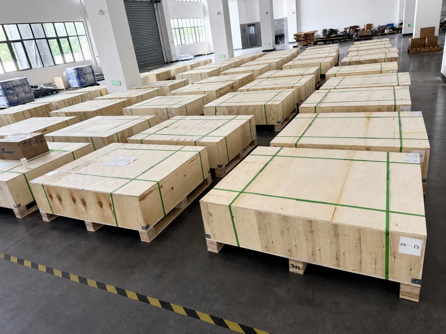Wooden export crates prepared on pallets