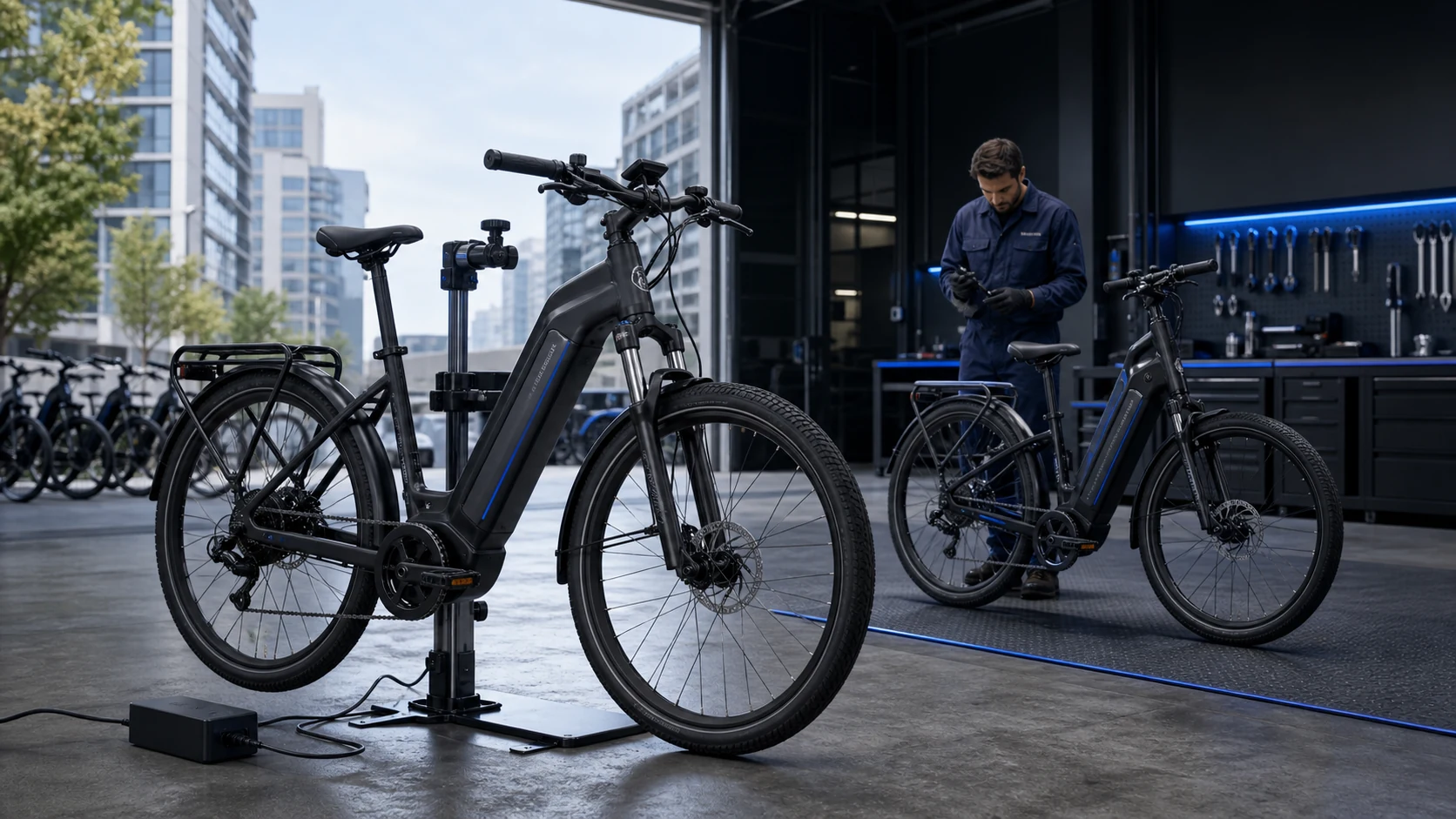 Electric bicycle used on an urban commuter route