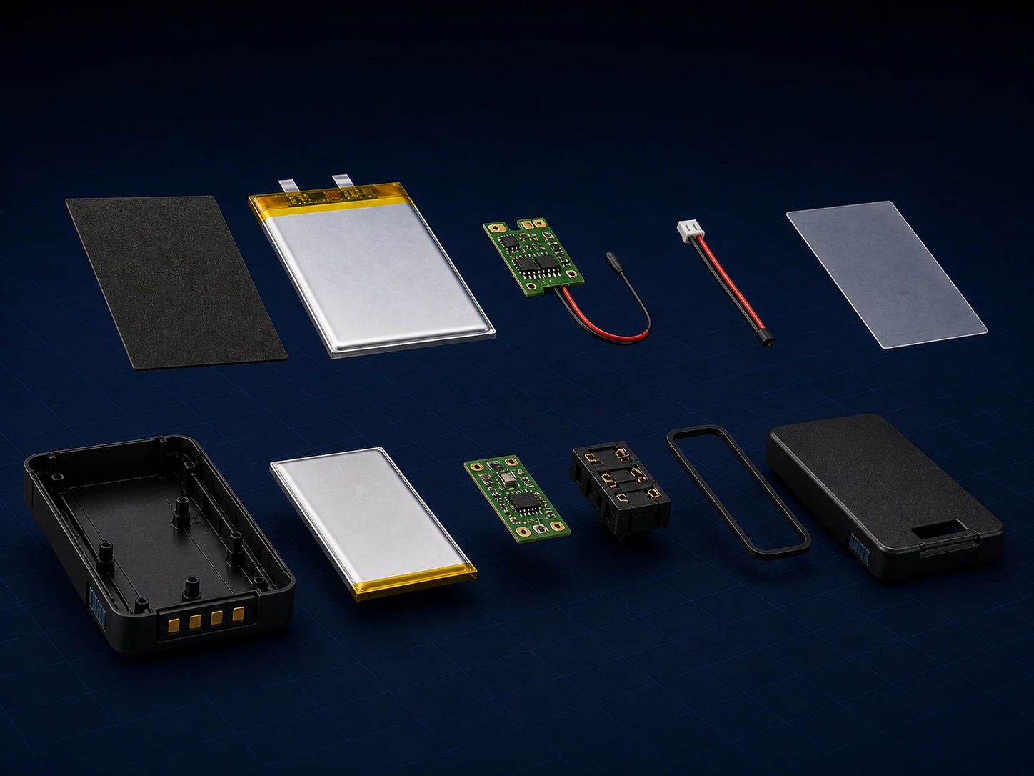 Representative embedded pouch assembly and slim removable device module components