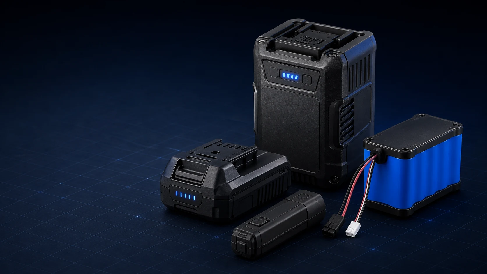 Representative custom battery directions for cordless tools, outdoor power equipment and small equipment