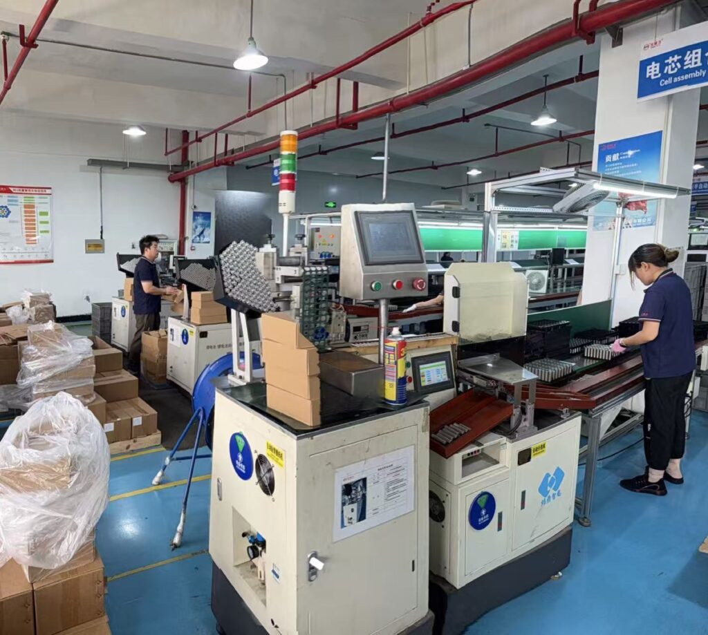 Cell assembly area inside the Minglong battery factory